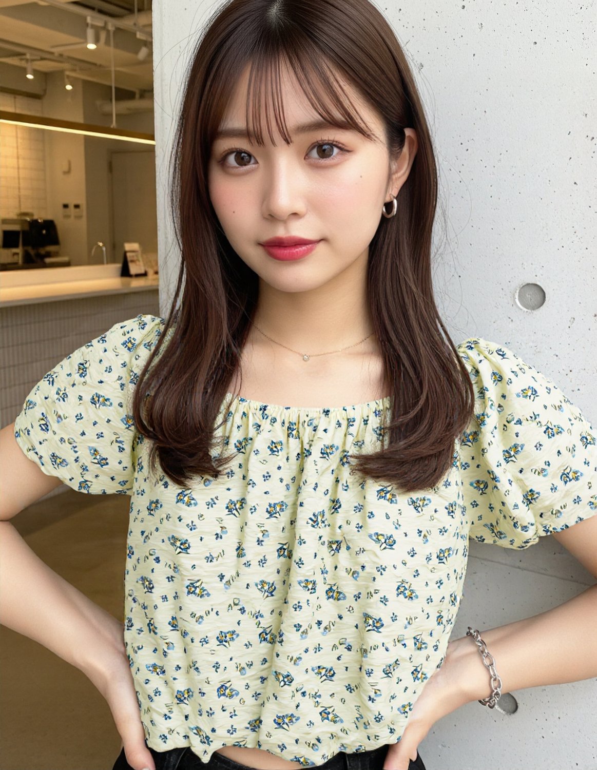 日系杏色條紋襯衫