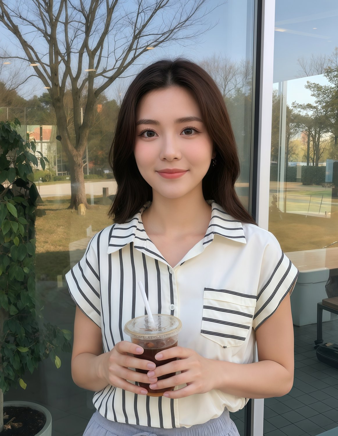 時尚風奶茶色碎花連身裙